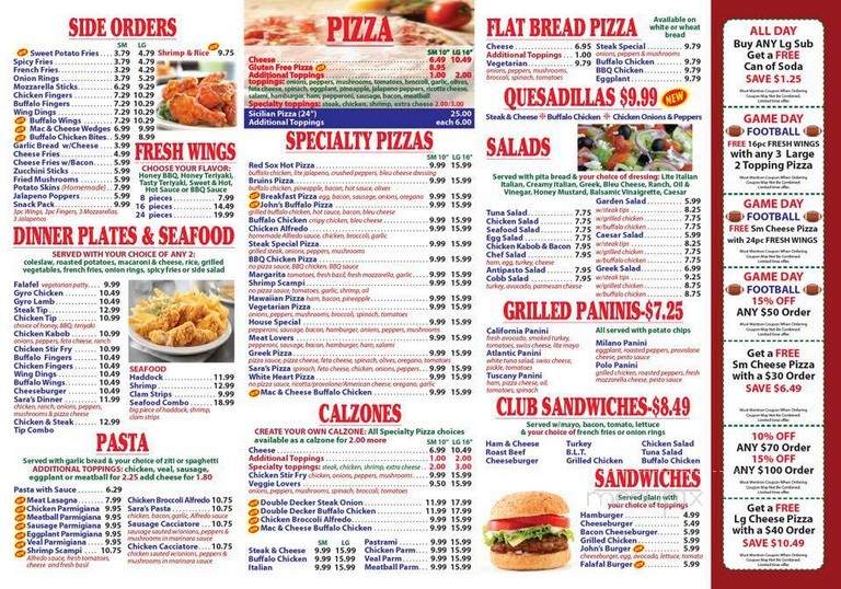 Sara's Pizza Palace - Holbrook, MA menu_pic
