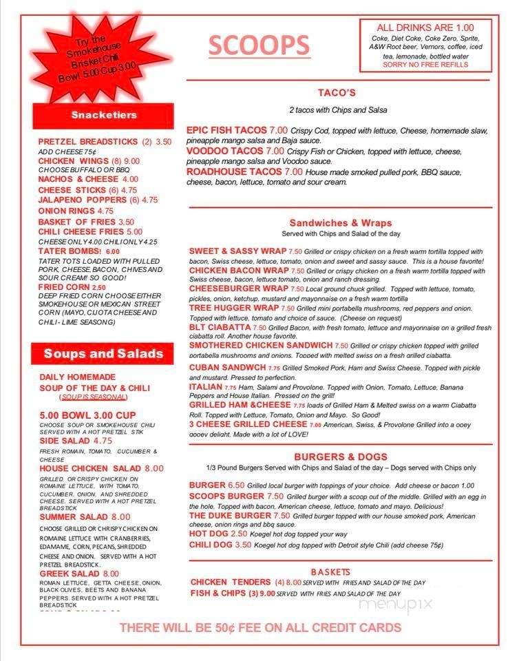 Scoops Ice Cream Cafe - Coleman, MI menu_pic