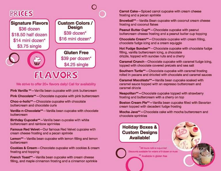 Online Menu of Smallcakes Cupcakery, Jenks, OK