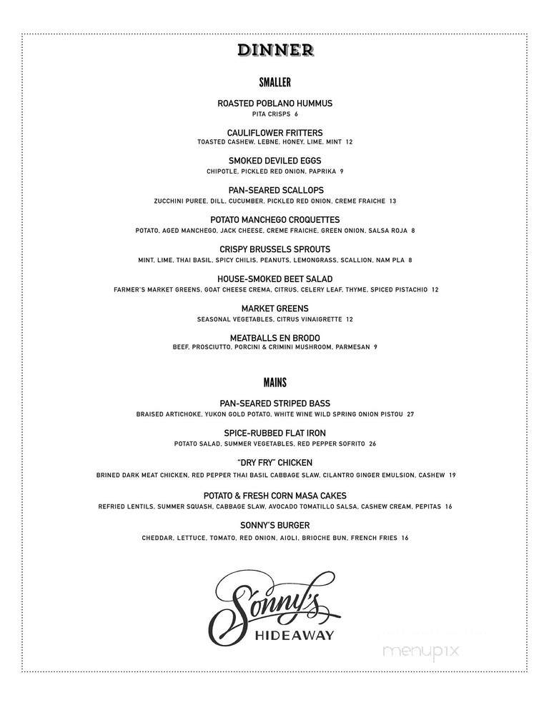 Sonny's Hideaway - Los Angeles, CA menu_pic