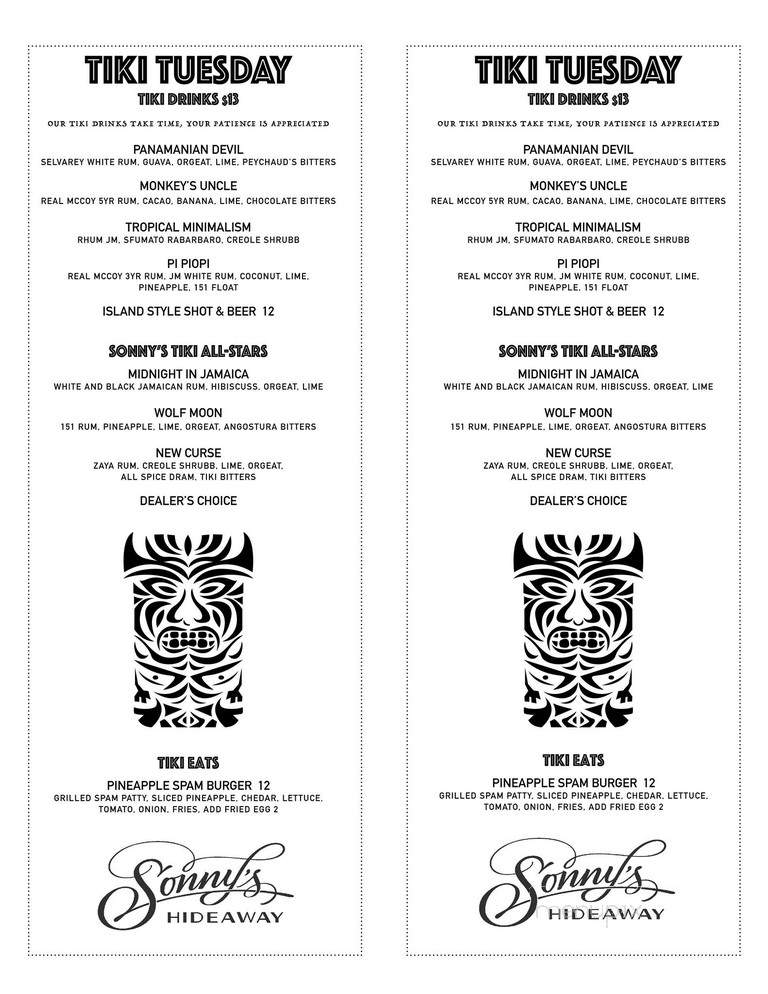 Sonny's Hideaway - Los Angeles, CA menu_pic