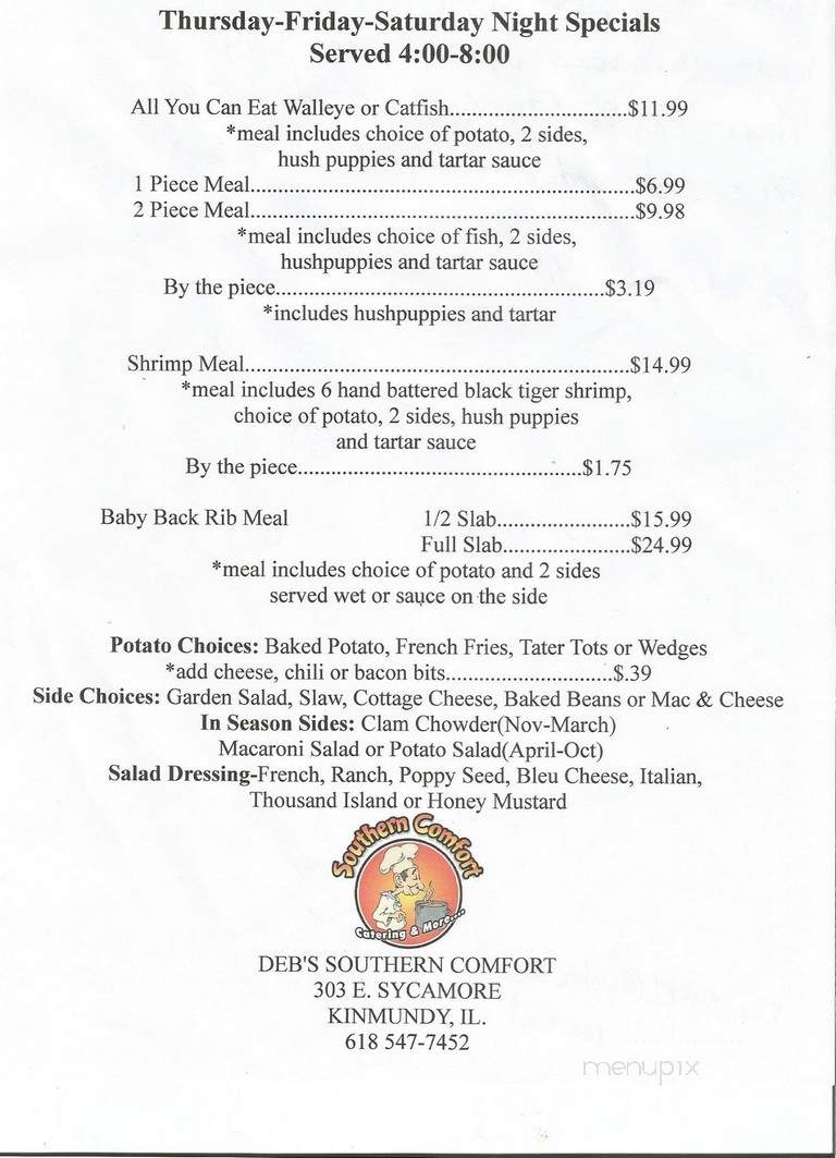 Southern Comfort Catering & More - Kinmundy, IL menu_pic