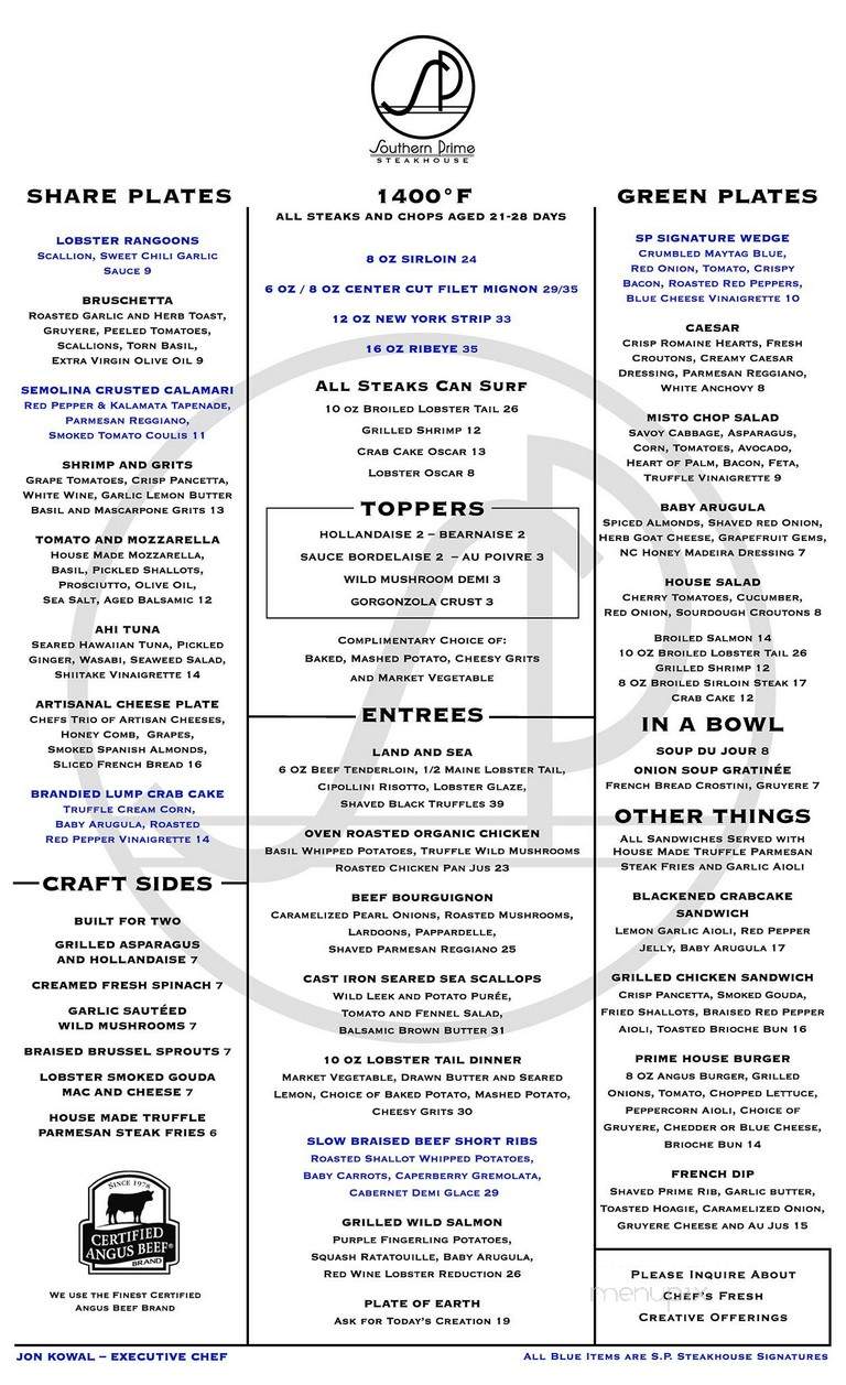 Southern Prime Steakhouse - Southern Pines, NC menu_pic