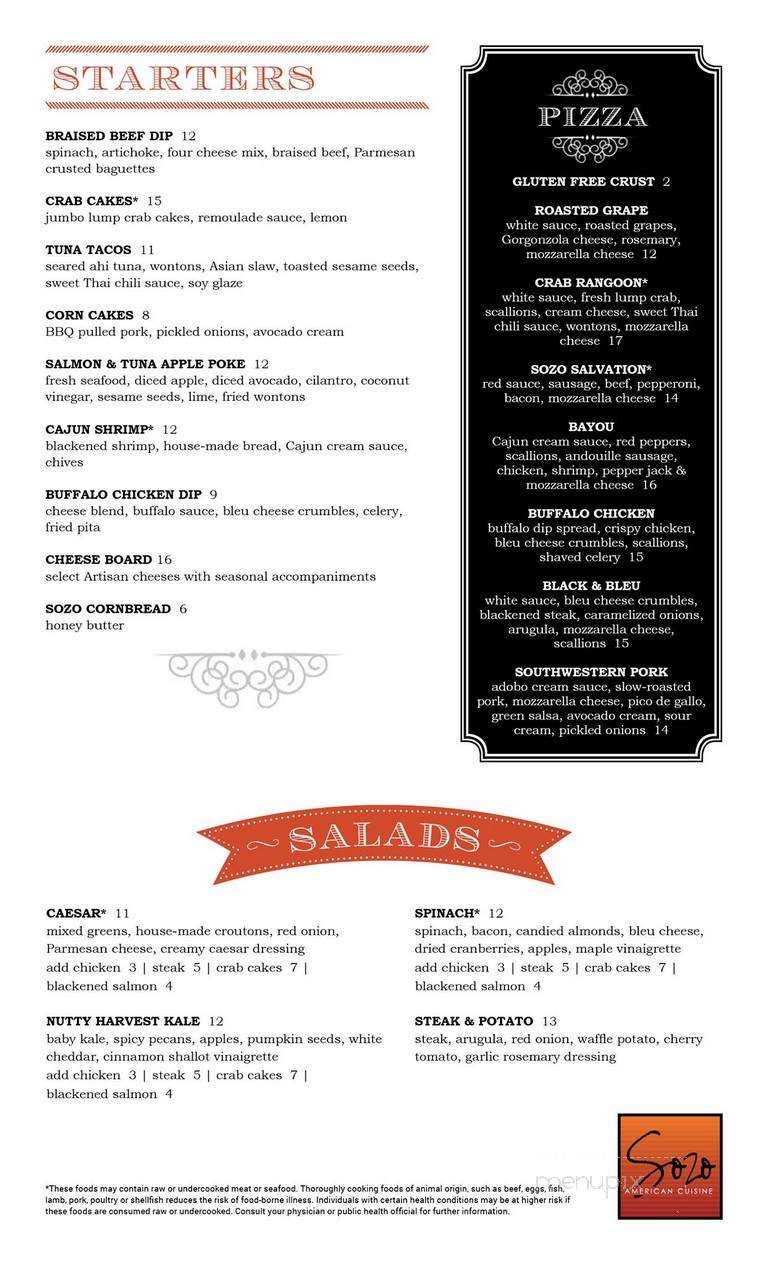 Sozo American Cuisine - Kearney, NE menu_pic