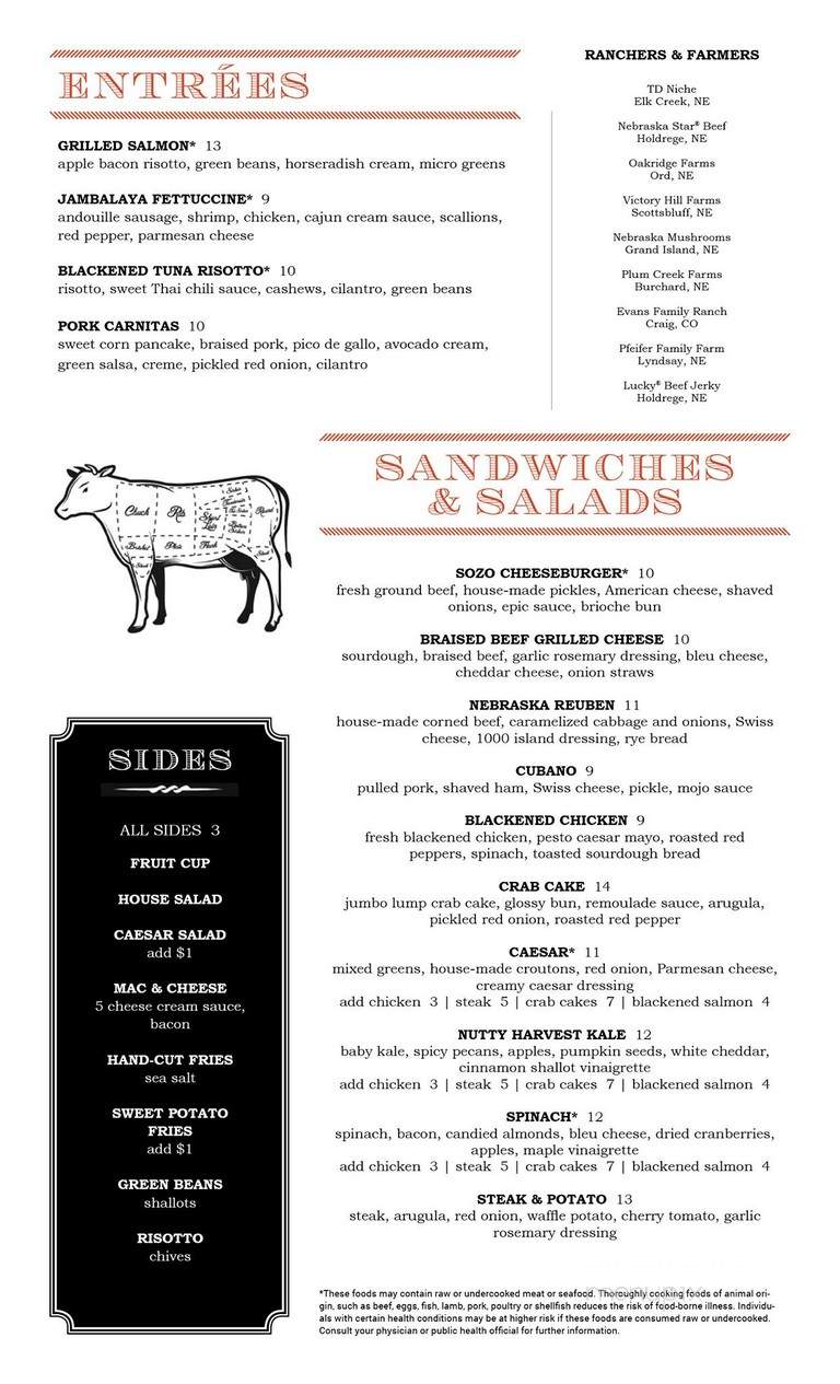 Sozo American Cuisine - Kearney, NE menu_pic