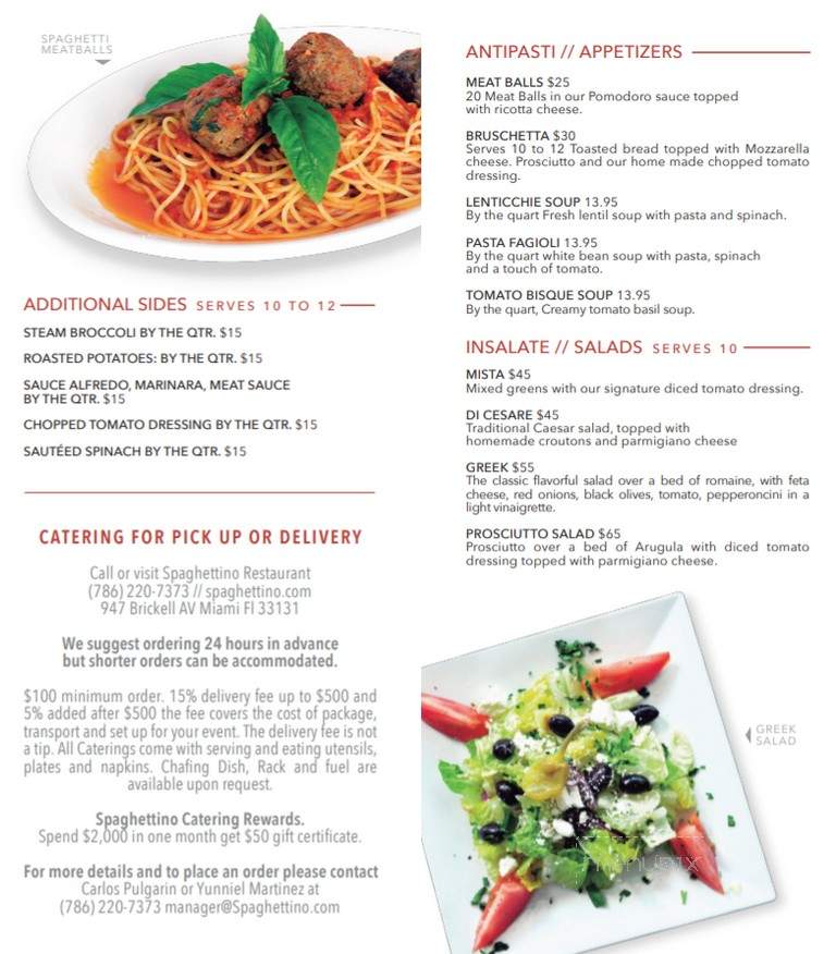 Spaghettino - Miami, FL menu_pic