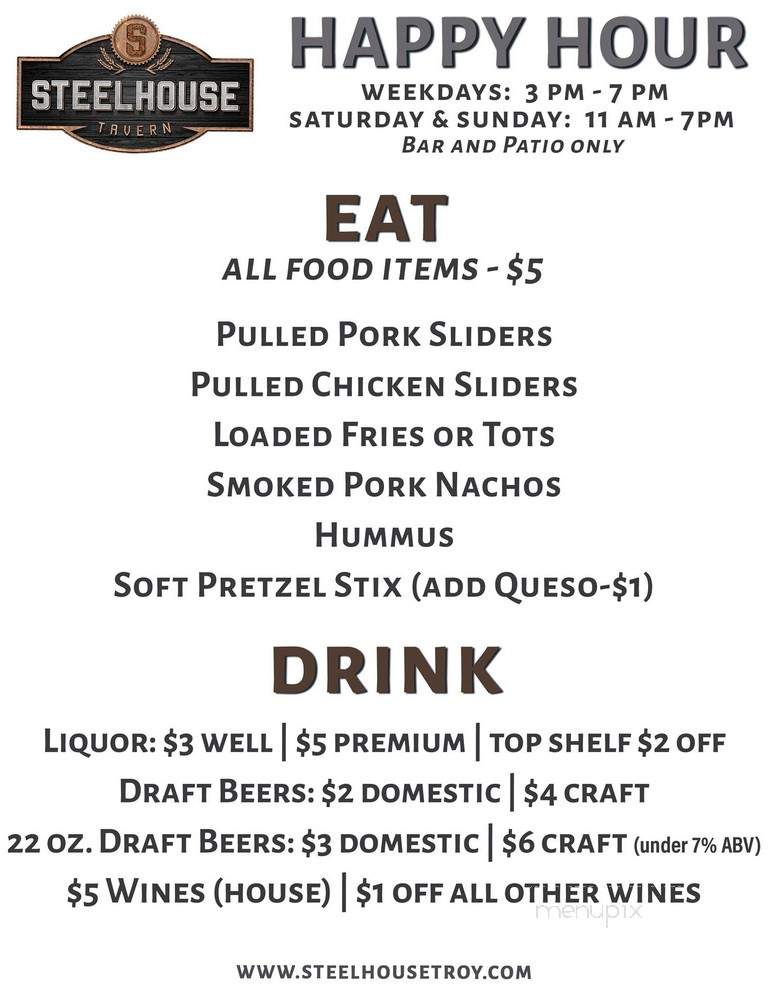 STEELHOUSE Tavern - Troy, MI menu_pic