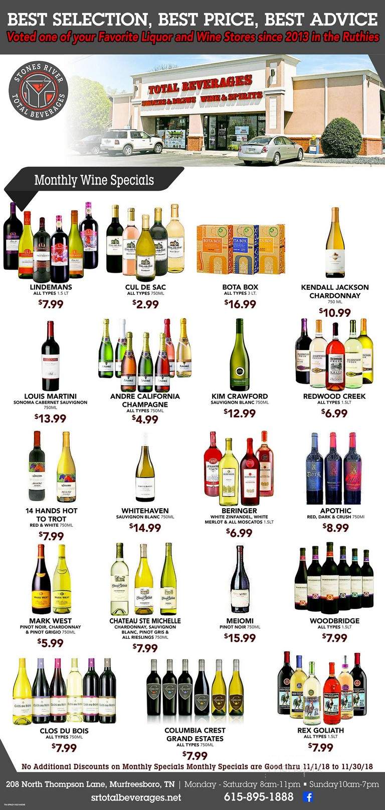 Stones River Total Beverages - Murfreesboro, TN menu_pic