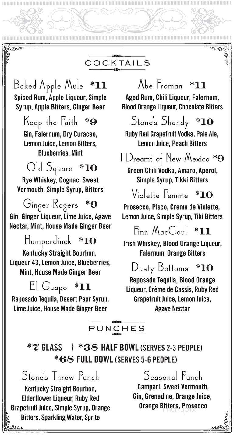 Stone's Throw - Houston, TX menu_pic