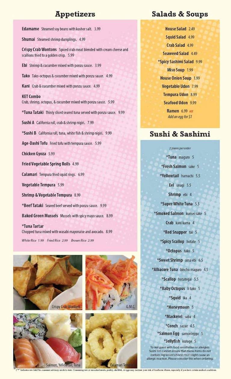 Sushi 101 - Goose Creek, SC menu_pic