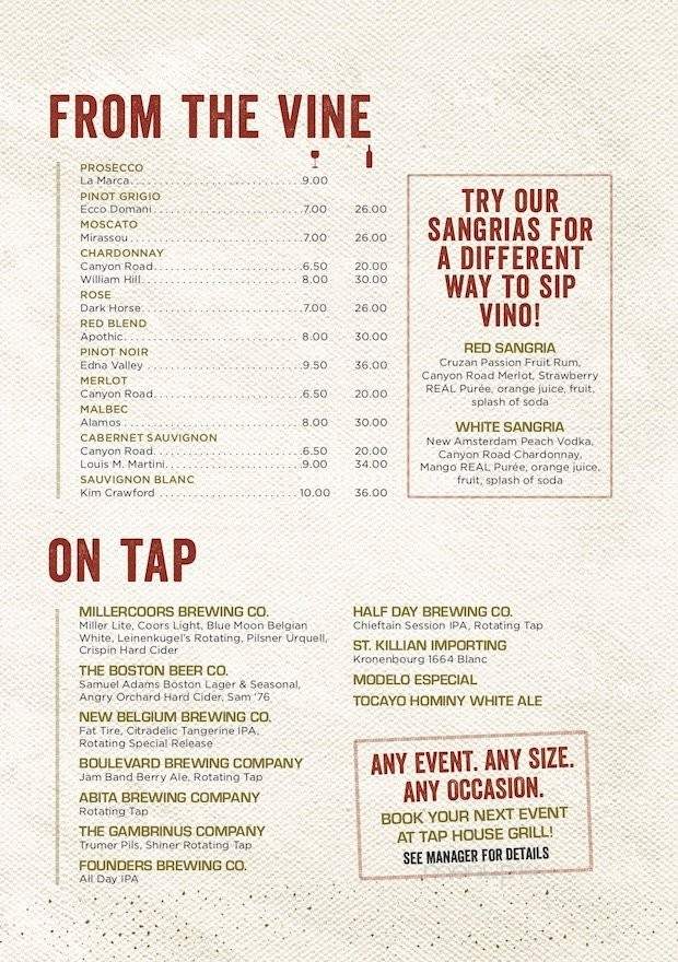 Tap House Grill - Des Plaines, IL menu_pic