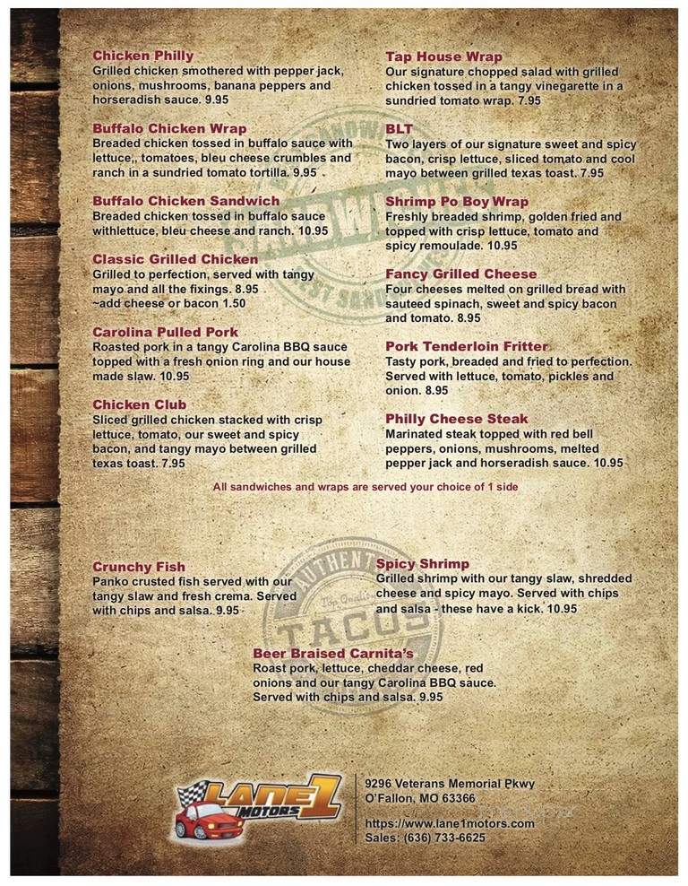 Tap House Pub & Patio - O'Fallon, MO menu_pic