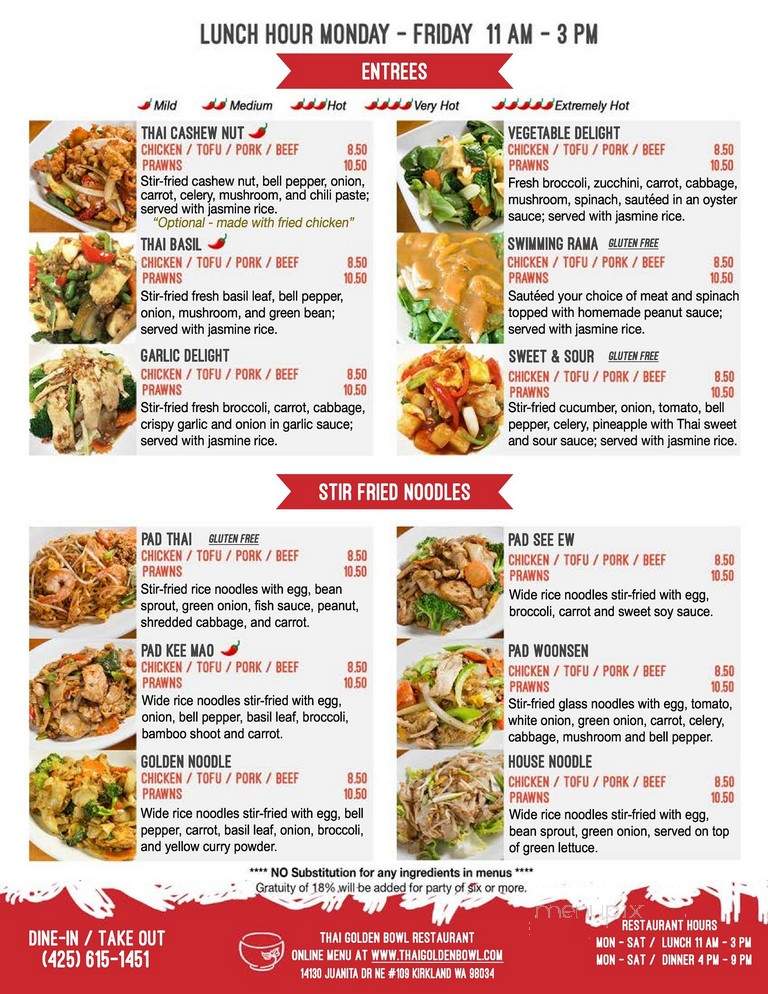 Thai Golden Bowl - Kirkland, WA menu_pic