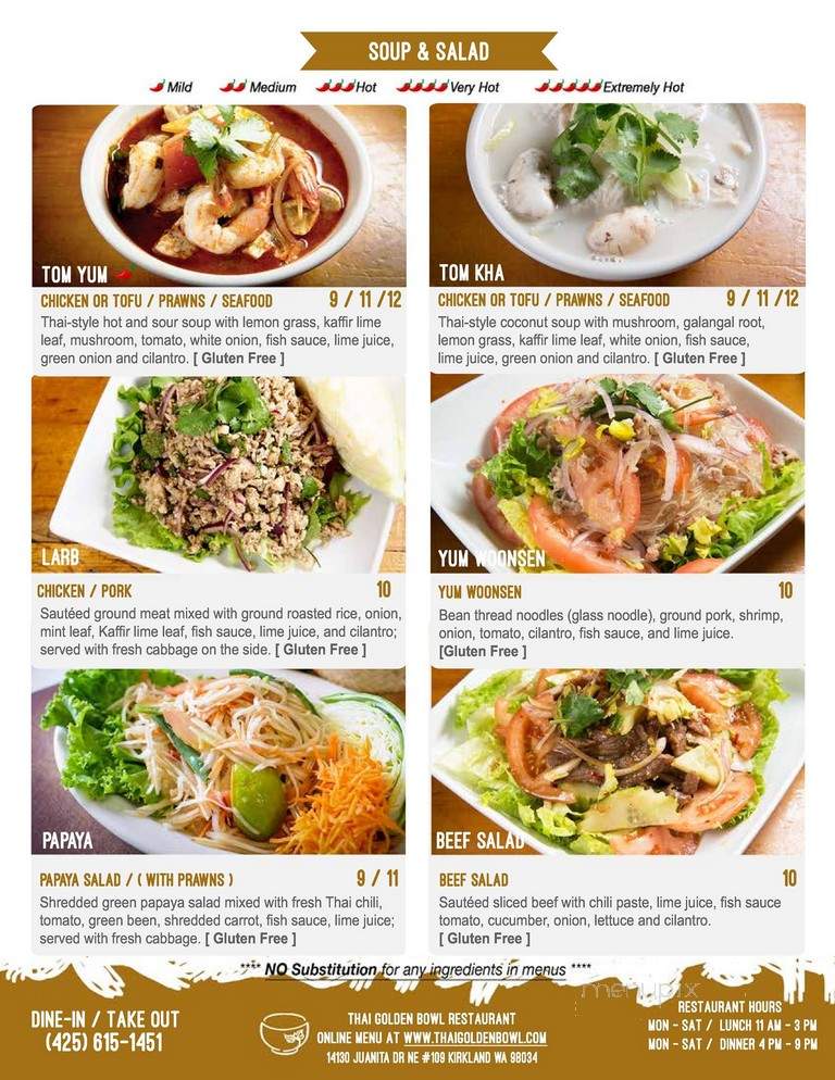 Thai Golden Bowl - Kirkland, WA menu_pic