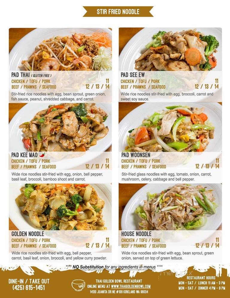Thai Golden Bowl - Kirkland, WA menu_pic