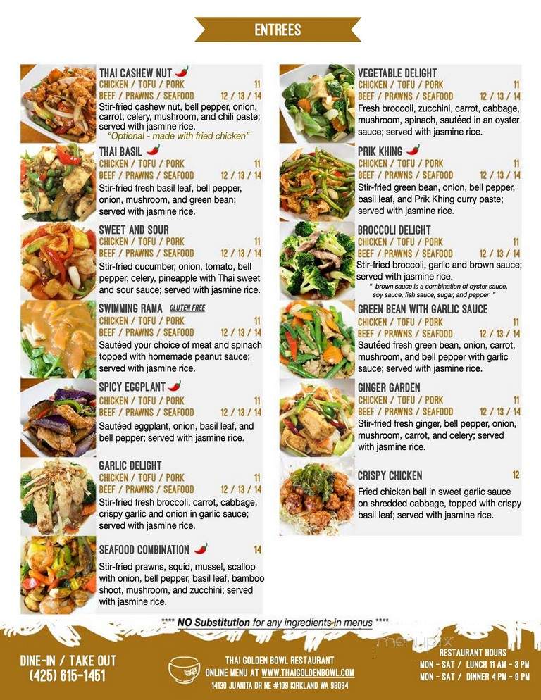Thai Golden Bowl - Kirkland, WA menu_pic