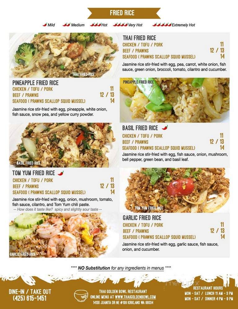 Thai Golden Bowl - Kirkland, WA menu_pic