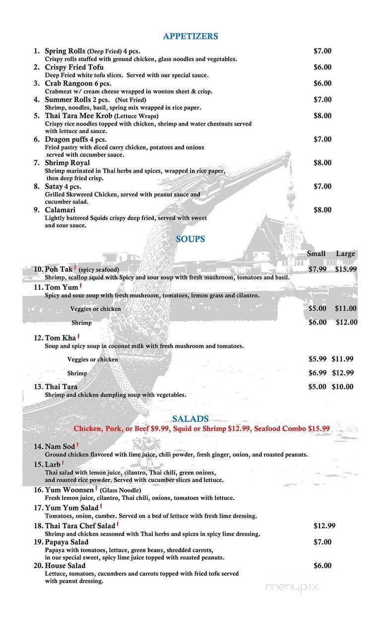 Thai Tara - Asheville, NC menu_pic