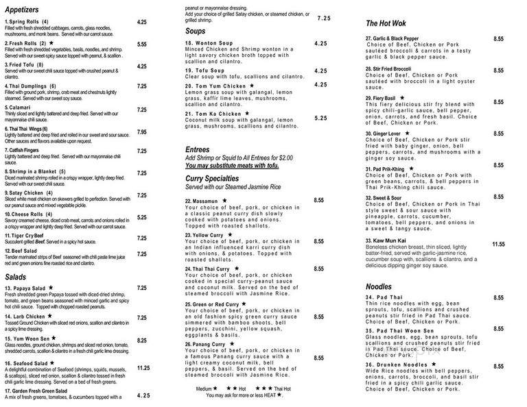 Thai Thai - Phenix City, AL menu_pic