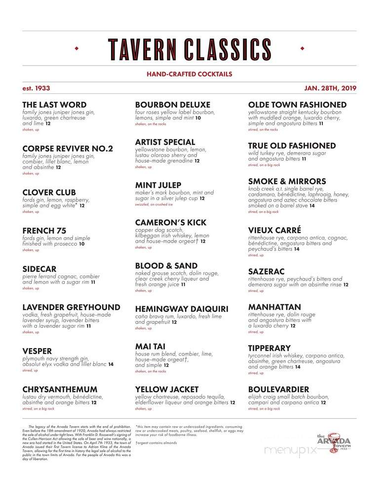 The Arvada Tavern - Arvada, CO menu_pic