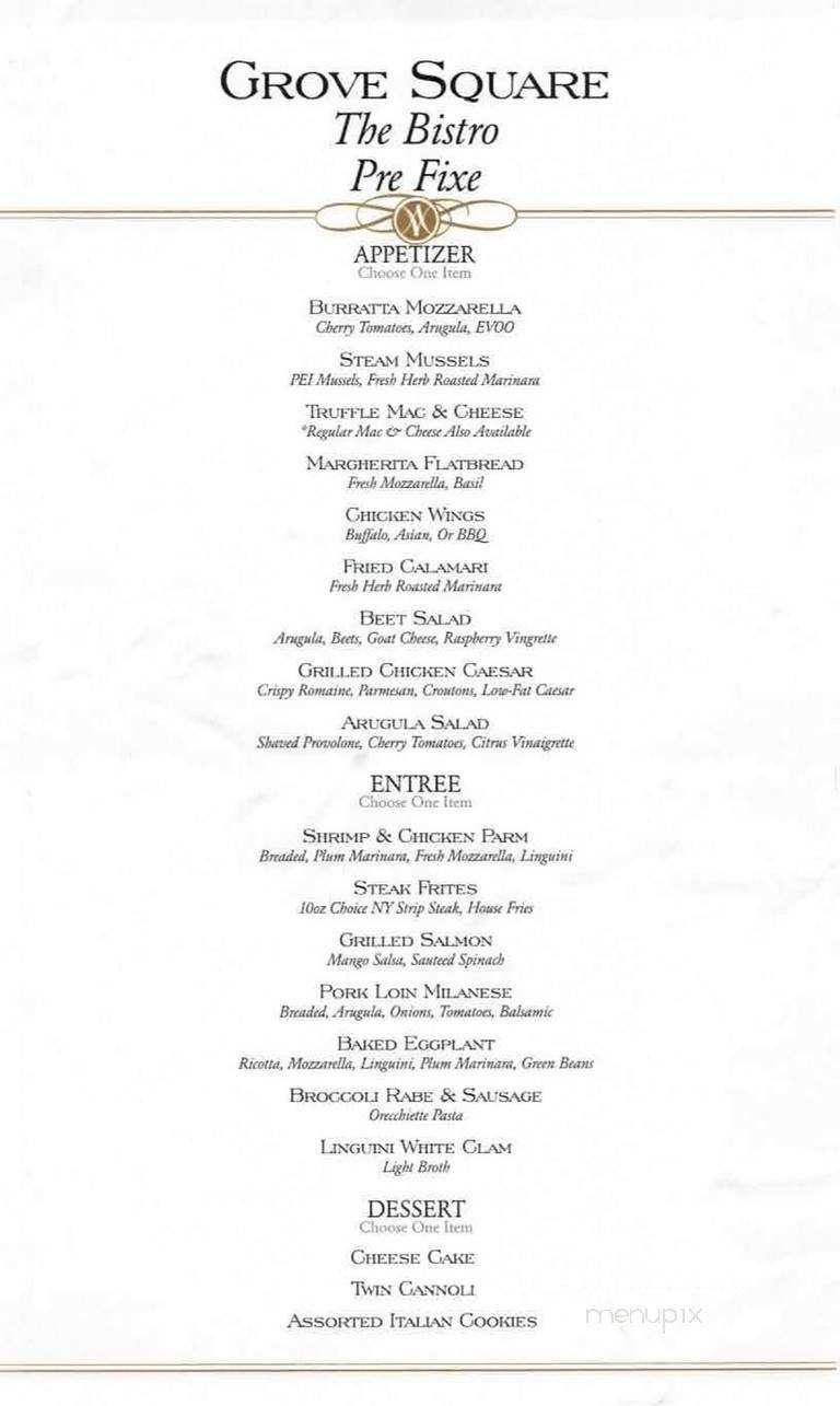 The Bistro at Grove Square - Jersey City, NJ menu_pic