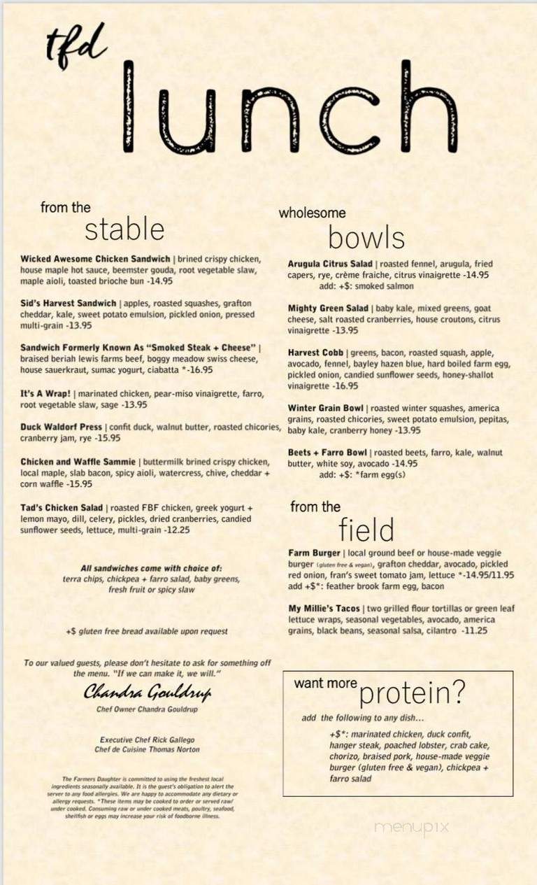The Farmer's Daughter - North Easton, MA menu_pic