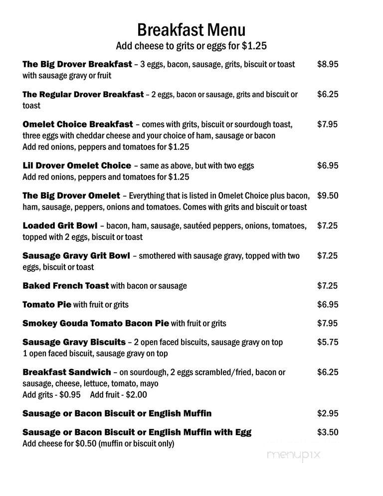 The Hungry Drover - Travelers Rest, SC menu_pic
