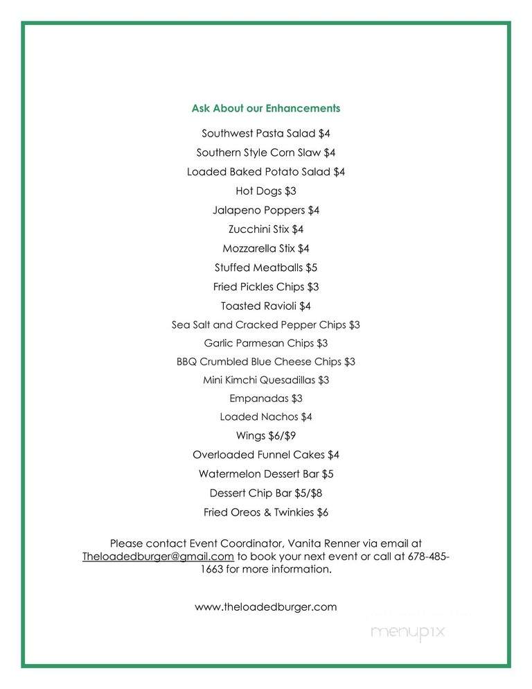 The Loaded Burger - Atlanta, GA menu_pic