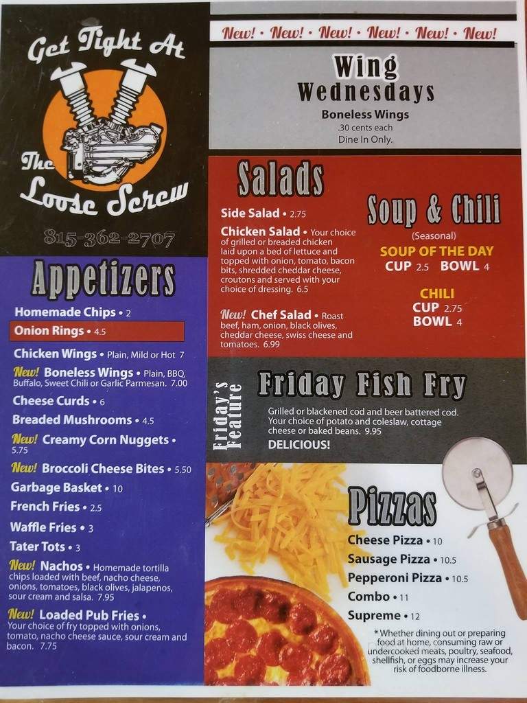 The Loose Screw Bar & Grill - German Valley, IL menu_pic