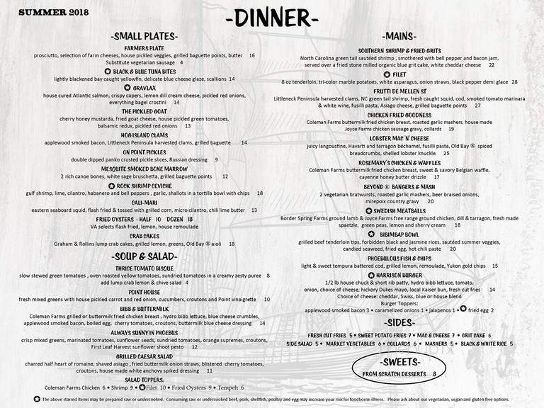 The Point at Phoebus - Hampton, VA menu_pic