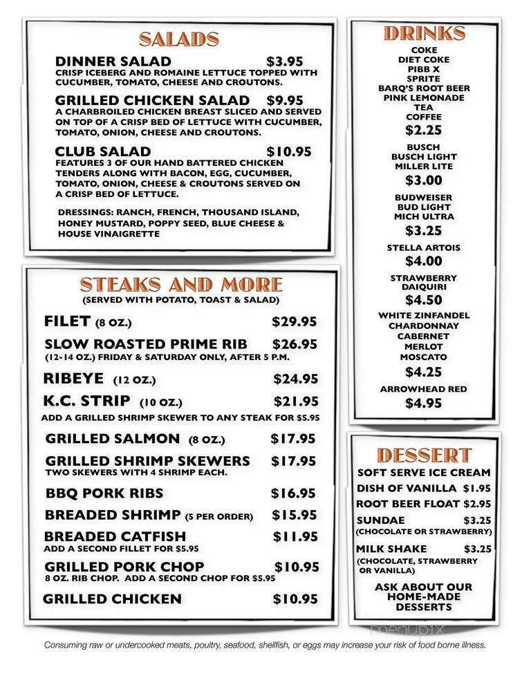 The Railyard Steakhouse - Brunswick, MO menu_pic