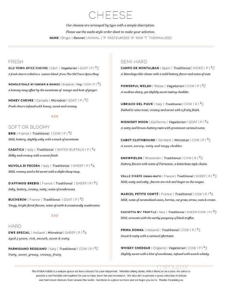 The Welsh Rabbit Cheese Shop - Fort Collins, CO menu_pic