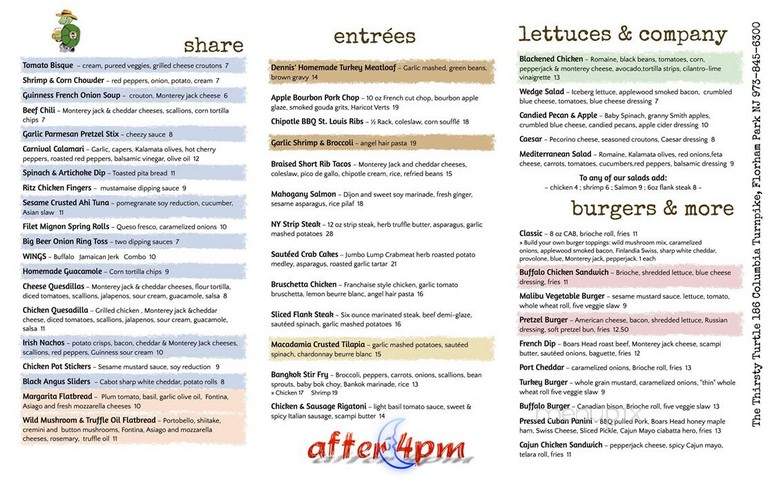 Thirsty Turtle - Florham Park, NJ menu_pic