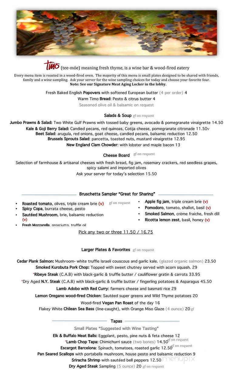 Timo - Sedona, AZ menu_pic