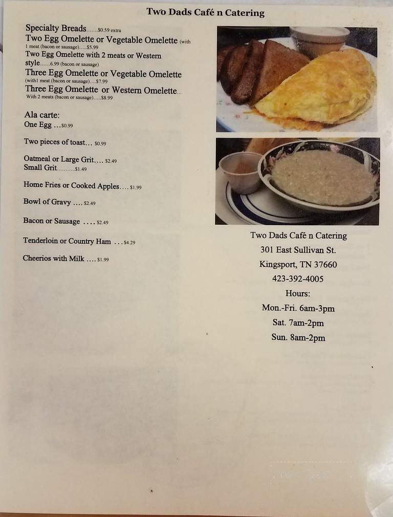 Two Dads Cafe n Catering - Kingsport, TN menu_pic