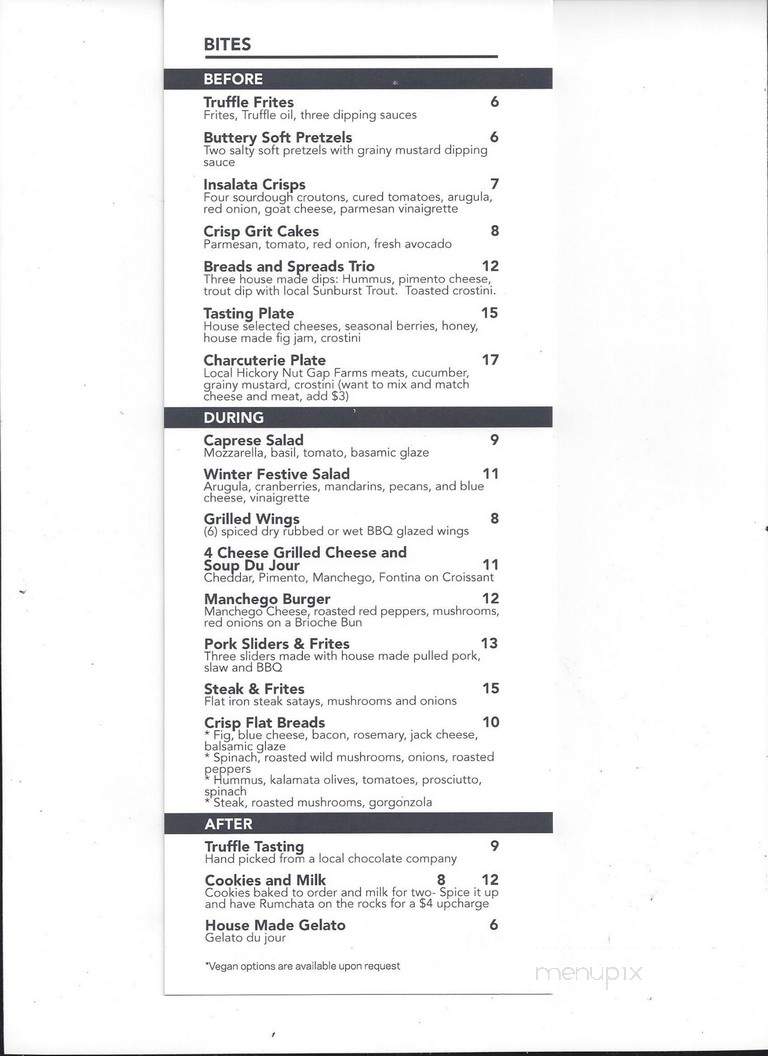 W XYZ Bar - Asheville, NC menu_pic