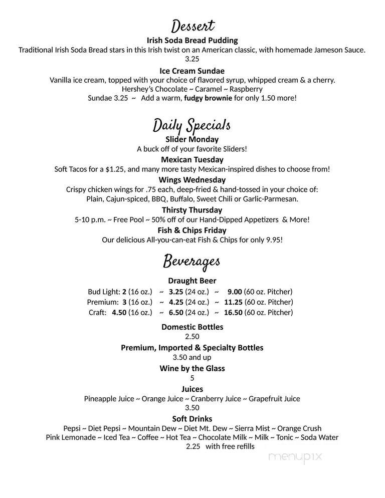 yale Hotel - Yale, MI menu_pic