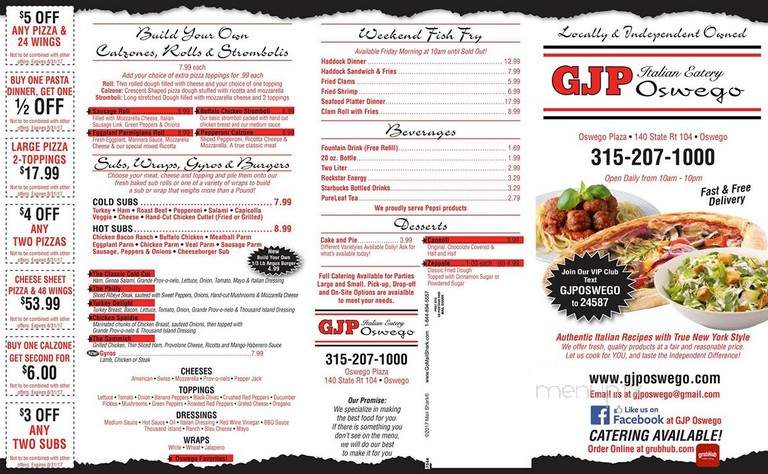 Gino & Joe's Pizzeria - Oswego - Oswego, NY menu_pic