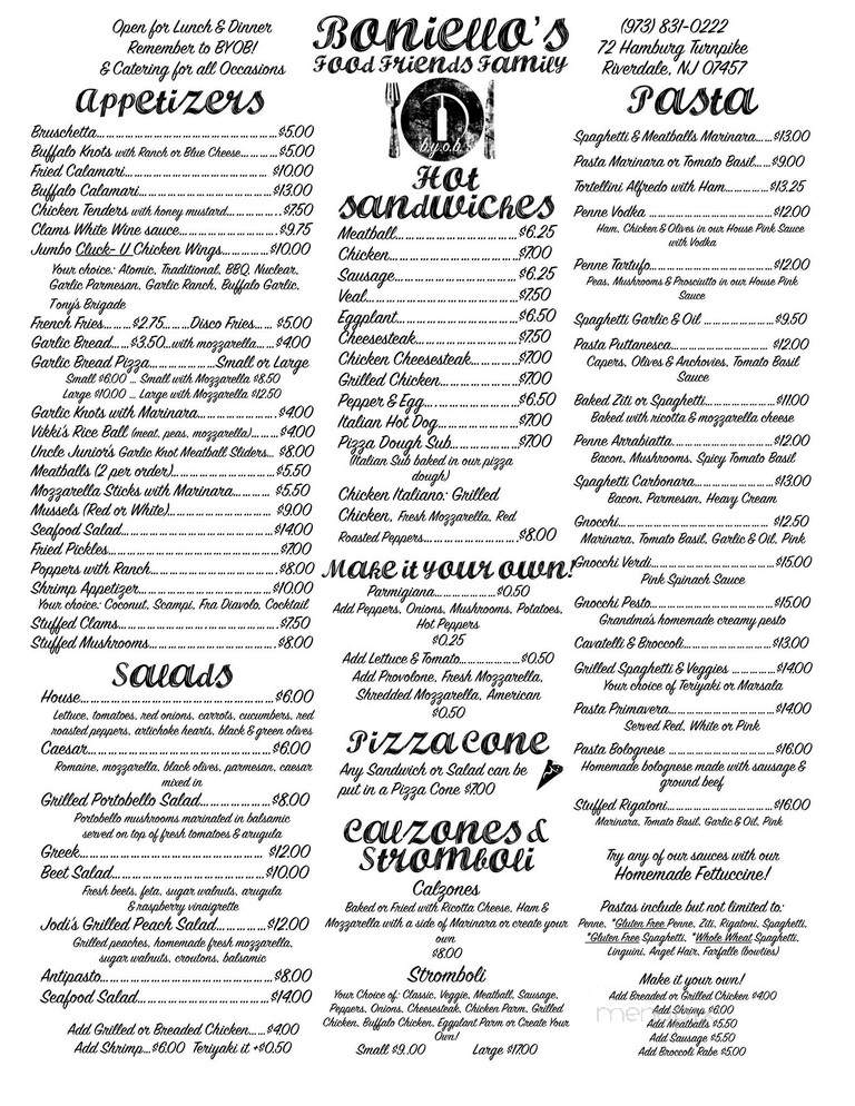 Boniello's - Riverdale, NJ menu_pic