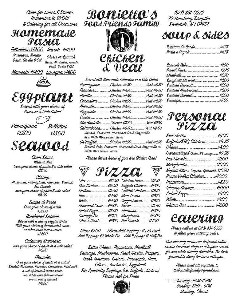 Boniello's - Riverdale, NJ menu_pic