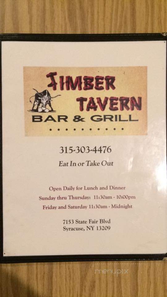 Timber Tavern Bar & Grill - Syracuse, NY menu_pic