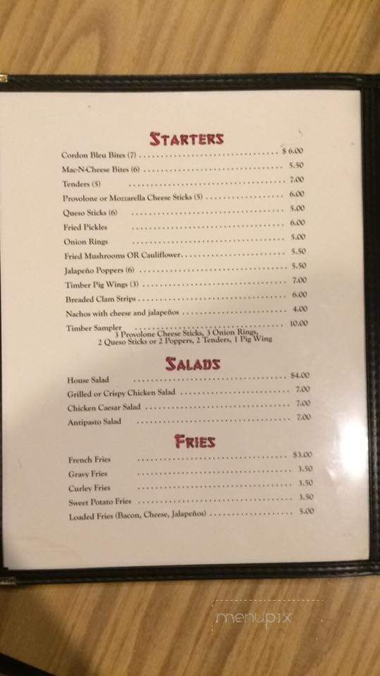 Timber Tavern Bar & Grill - Syracuse, NY menu_pic