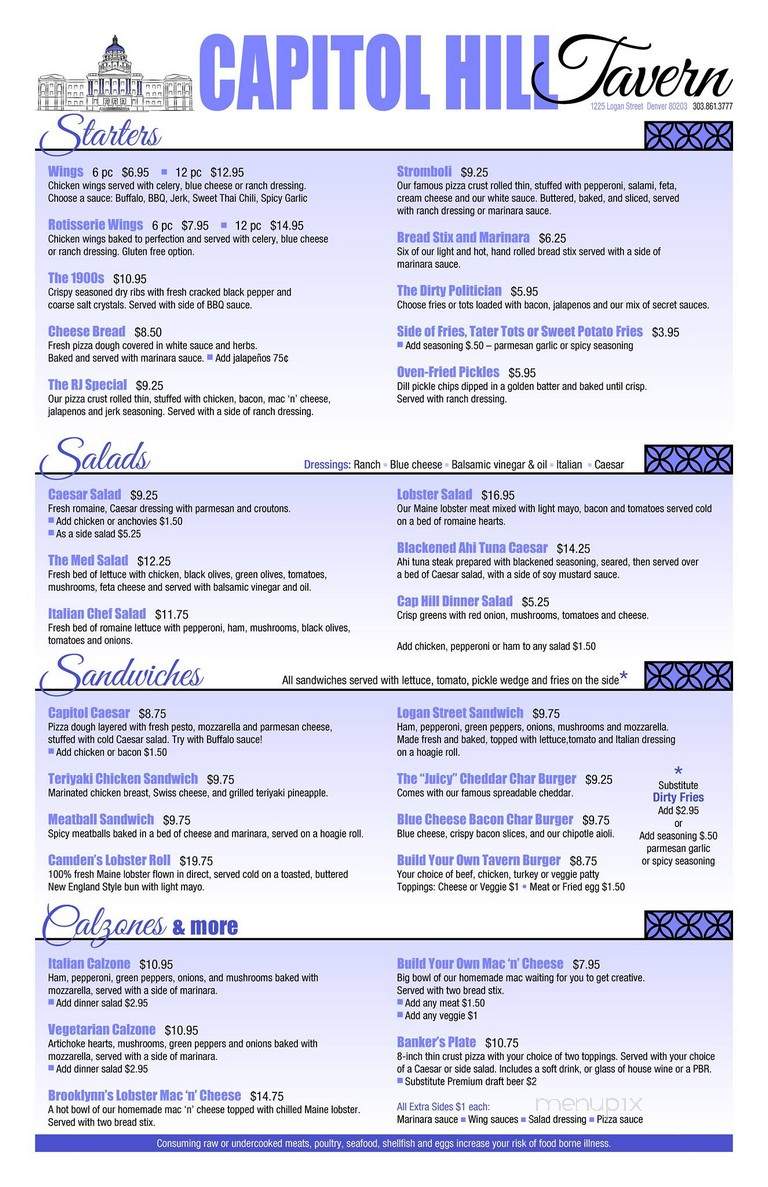 Oblios Cap Hill Tavern - Denver, CO menu_pic