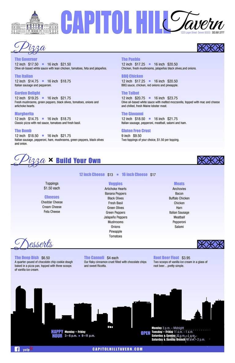 Oblios Cap Hill Tavern - Denver, CO menu_pic