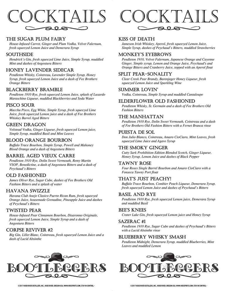 Bootleggers Whiskey Bar - Beaverton, OR menu_pic