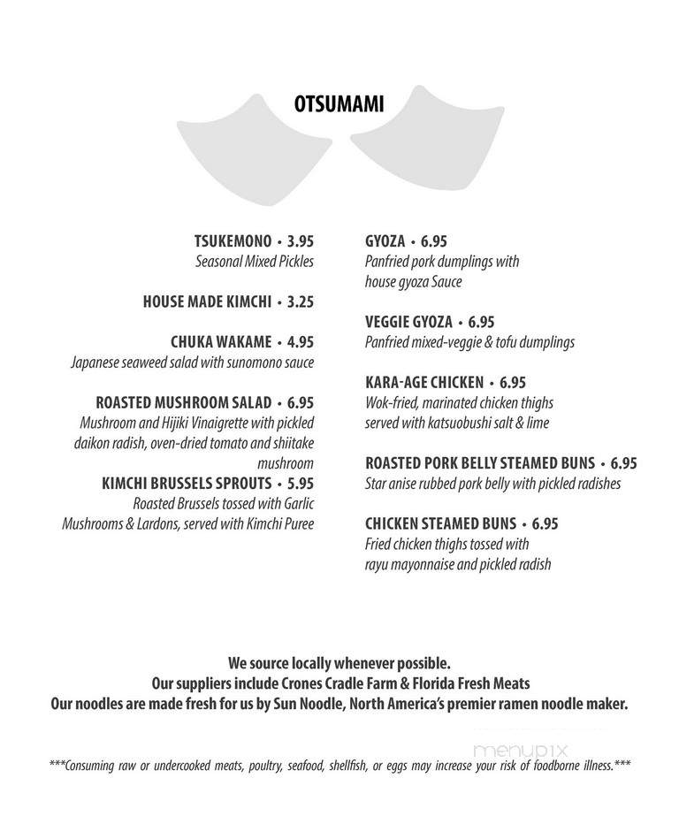 Crane Ramen - Gainesville, FL menu_pic
