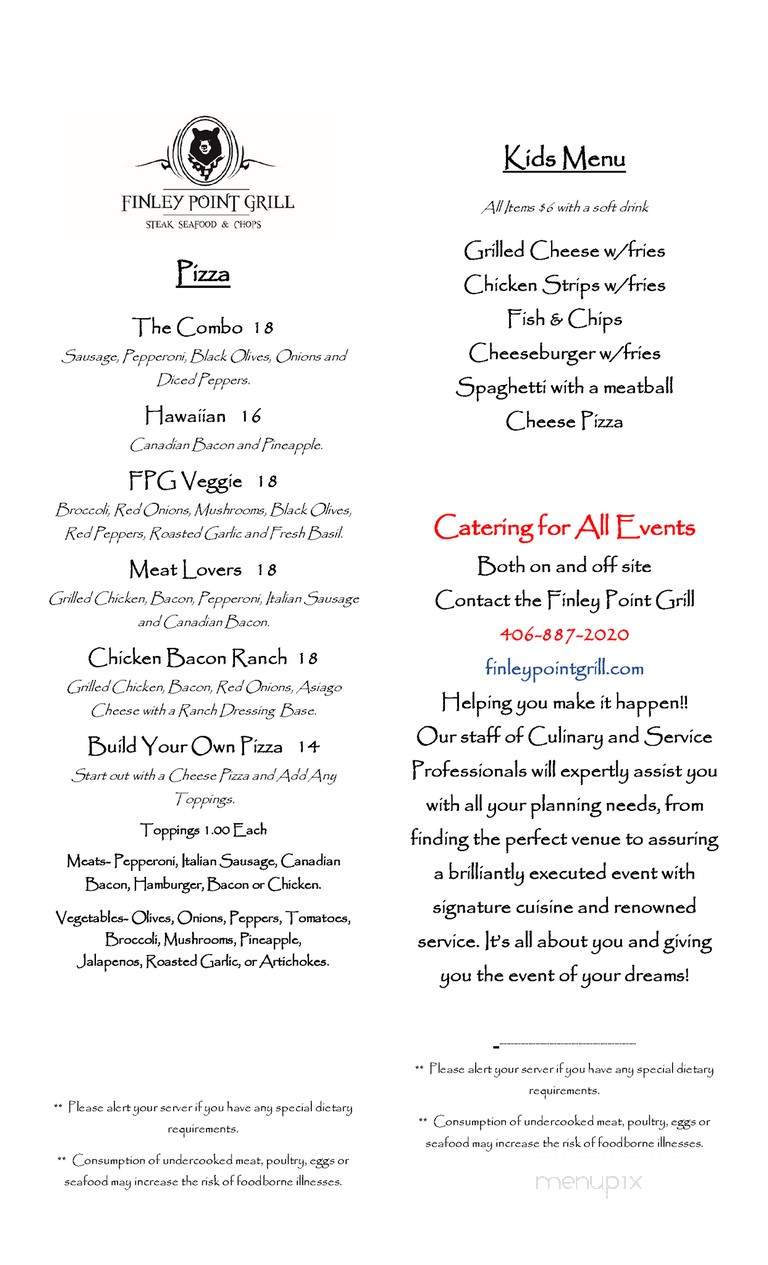 Finley Point Grill - Polson, MT menu_pic