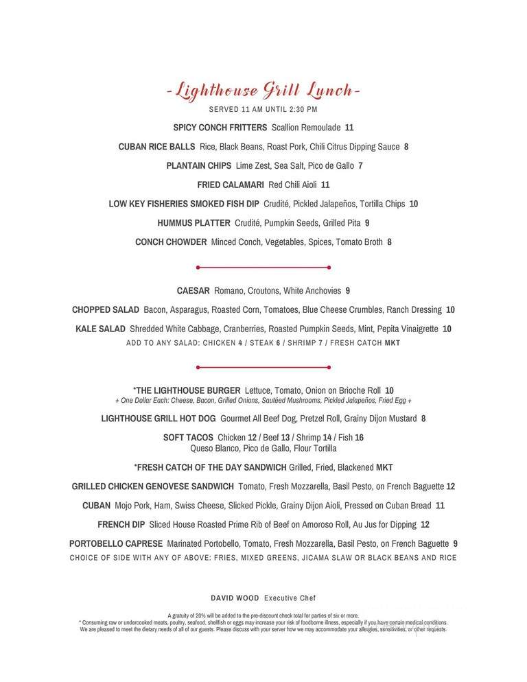 Lighthouse Grill - Marathon, FL menu_pic