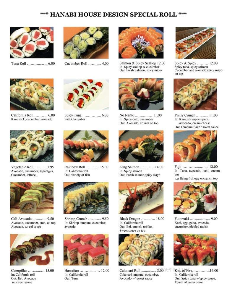 Hanabi Japanese Restaurant - Cleveland, OH menu_pic