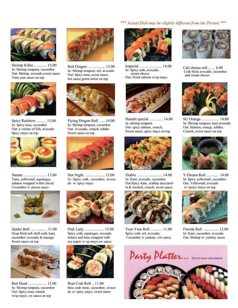 Hanabi Japanese Restaurant - Cleveland, OH menu_pic